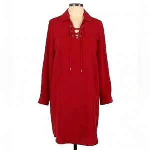 Calvin Klein | Cherry Red Long Sleeve Lace Up Cocktail Dress Size 10 Medium
